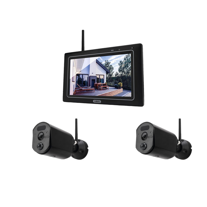 ABUS Überwachungskamera EasyLook BasicSet PPDF17000 – 2er Set Kamera + tragbarer Monitor mit Touchsc
