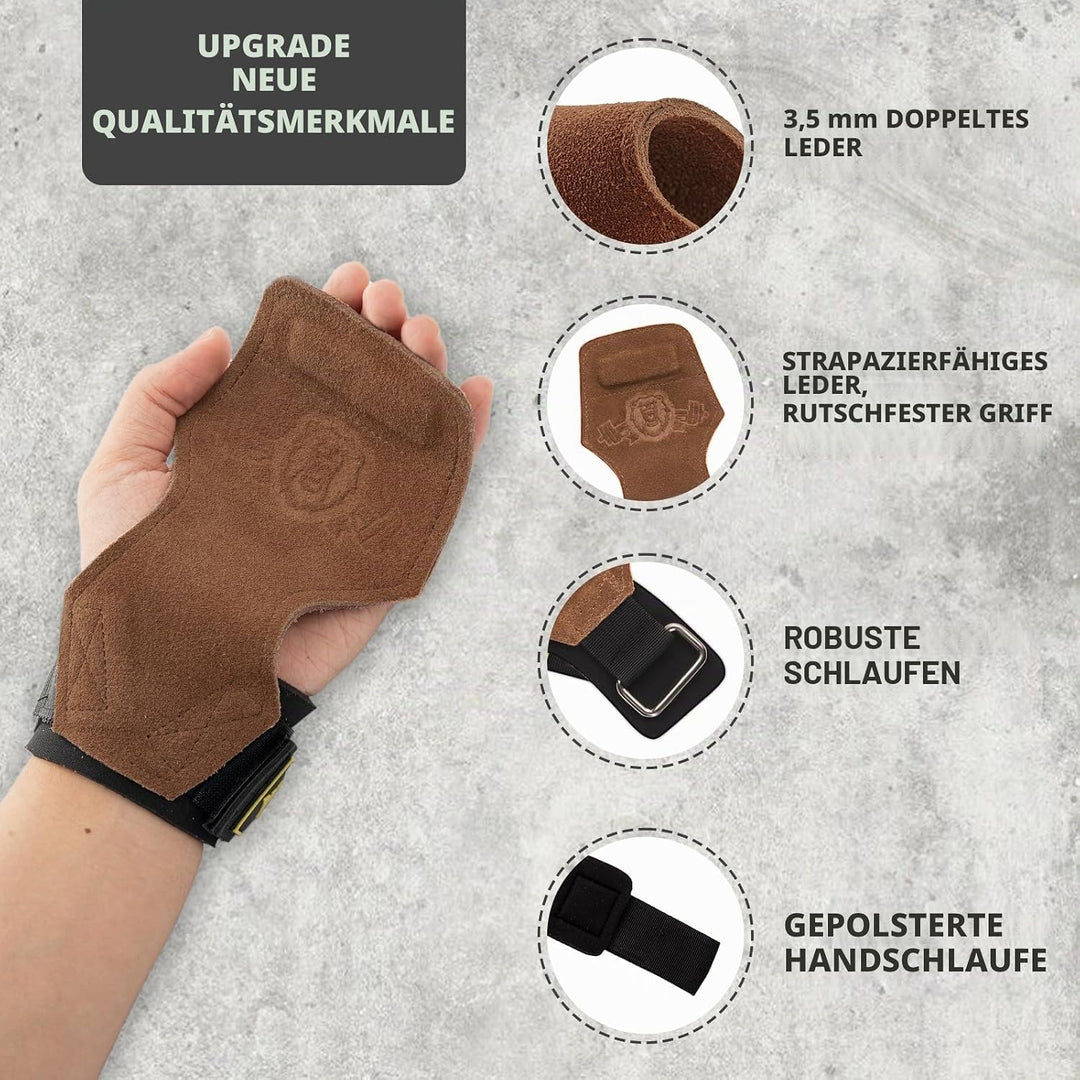 MANUEKLEAR Gewichtheben-Handgelenkbänder mit gepolsterter Handgelenkschlaufe, Leder-Gewichtheben, Ha