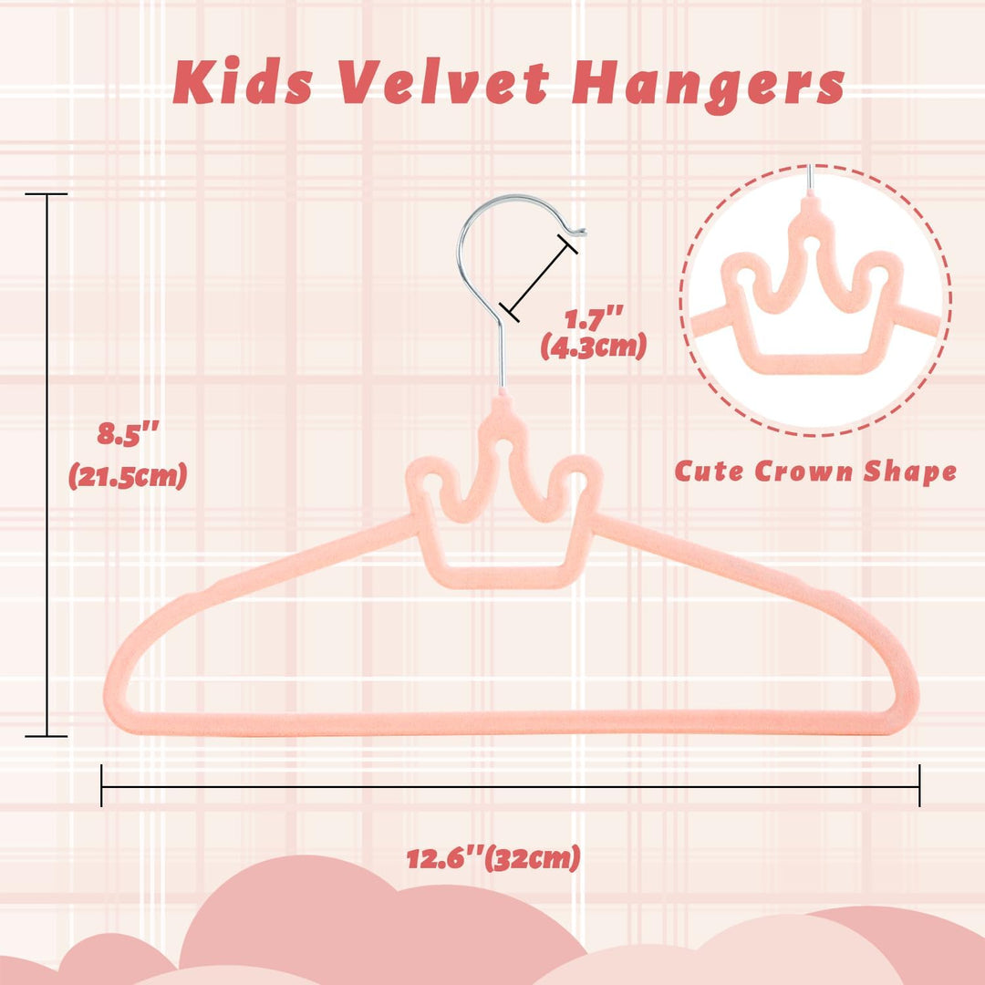 ManGotree Baby-Samtbügel, rutschfeste Filz-Kinderkleiderbügel, 32 cm Niedliche Kronenbügel für den K