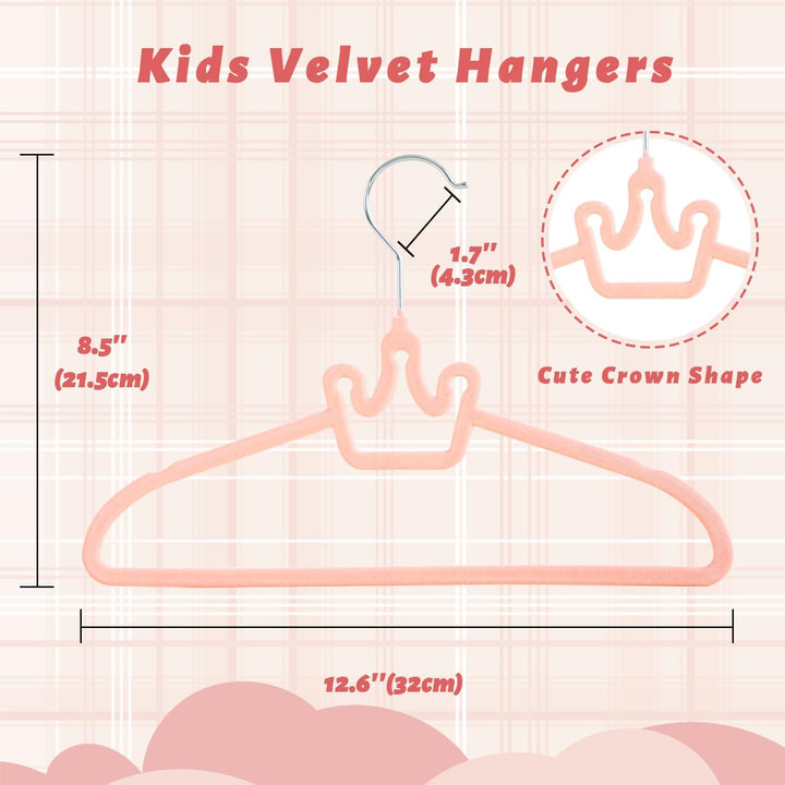 ManGotree Baby-Samtbügel, rutschfeste Filz-Kinderkleiderbügel, 32 cm Niedliche Kronenbügel für den K