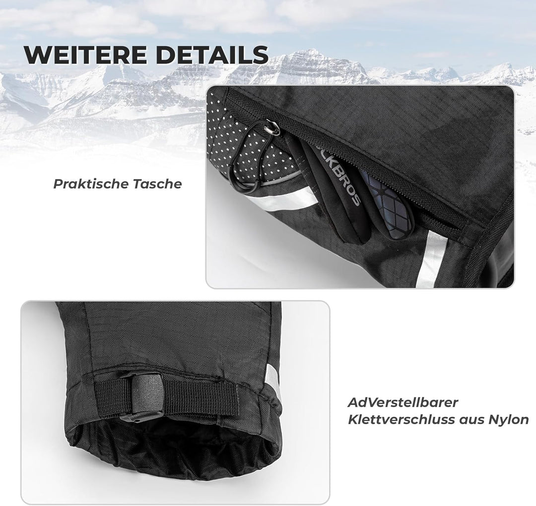 ROCKBROS Lenkerstulpen Lenker Handschuhe für Fahrrad Motorrad Roller Scooter Gefüttert Winddicht Was