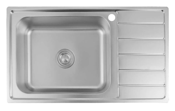 Omeere 86x50 Einbauspüle Edelstahl 304 Materialdicke 1,0 mm Spülbecken Spüle Küchenspüle eckig 1 Bec
