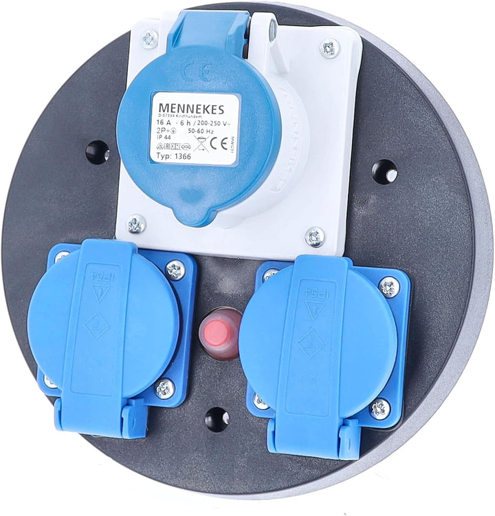 as - Schwabe as 10976 CEE Steckdoseneinsatz 230 V, 3-Fach, IP44, mit blauen Klappdeckeln &amp; Thermosch