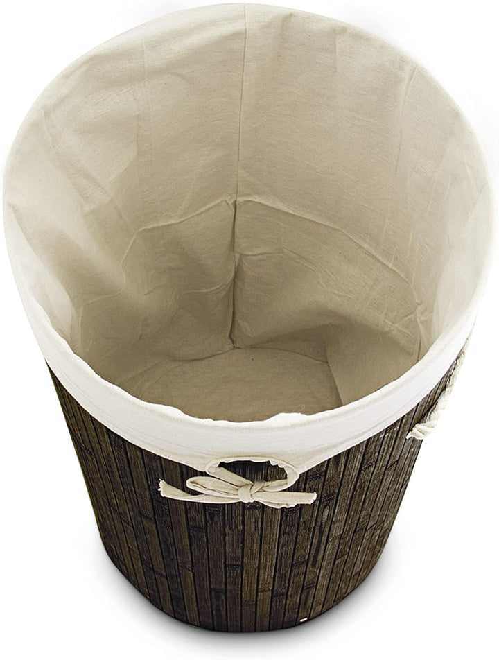 Relaxdays 2 x Wäschekorb Bambus, Faltbare Wäschetonne mit Deckel, Volumen 70 Liter, Wäschesack Baumw