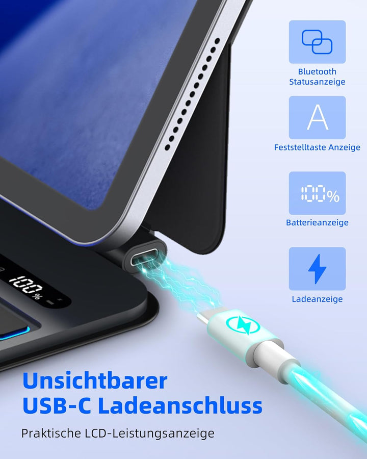 Bettdow für iPad Air 13 Zoll M3 2025/M2 2024/iPad Pro 12.9" 2018-2022 Tastatur Hülle, Leichte Alumin