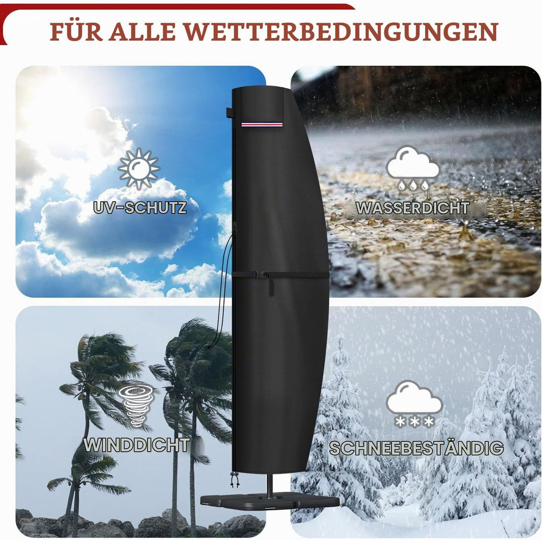 LAMUNI Ampelschirm Abdeckung für 4m Sonnenschirme, Wasserdicht Ampelschirm Schutzhülle für Sonnensch