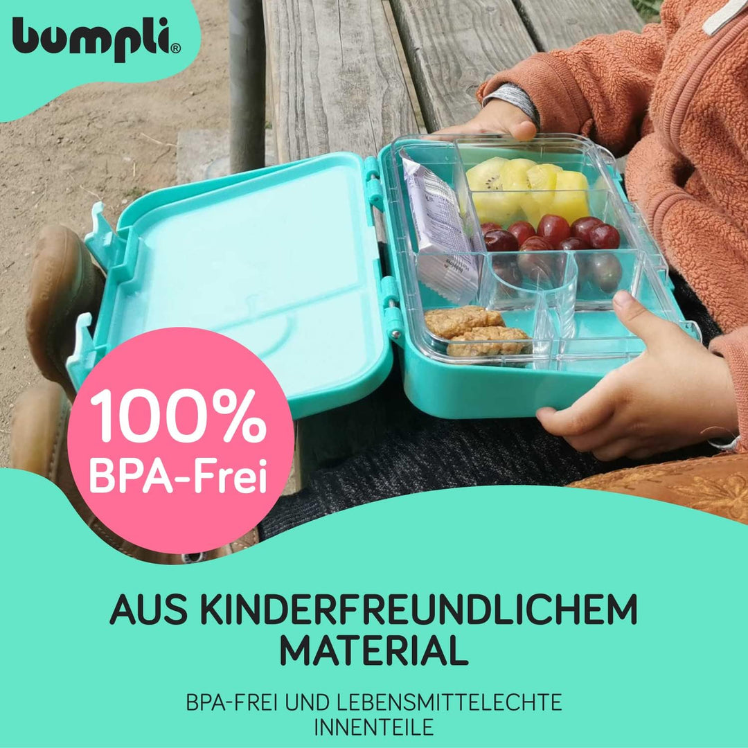 bumpli® Brotdose Kinder mit Fächern - kinderfreundliche Verriegelung mit Klick-Verschluss - Lunchbox