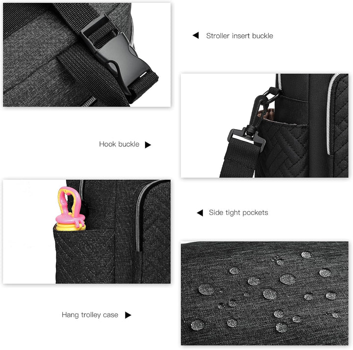 KONO Unisex Eq2248 Wickeltasche für Babys Schwarz, Schwarz