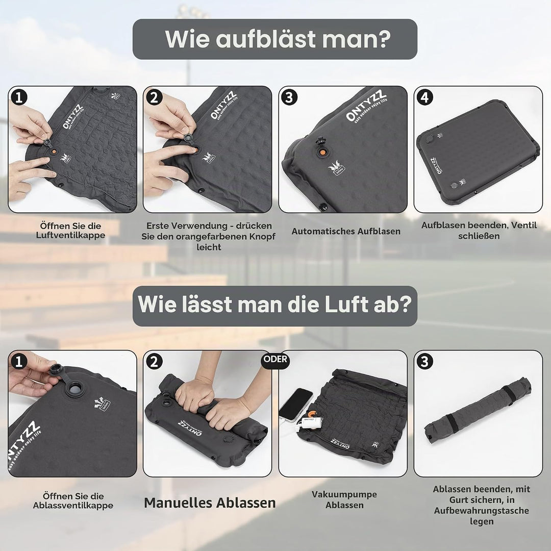 ONTYZZ Sitzkissen Selbstaufblasendes 41 x 33 x 4 cm Camping Sitzmatte Sitz Kissen Outdoor Faltbar Ki