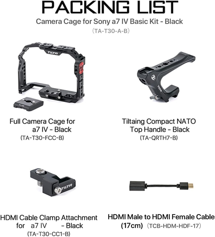 Tilta Full Camera Cage Kompatibel mit Sony a7 IV Basic Kit Video Movie Filmmaking Rig, mit Camera Ca