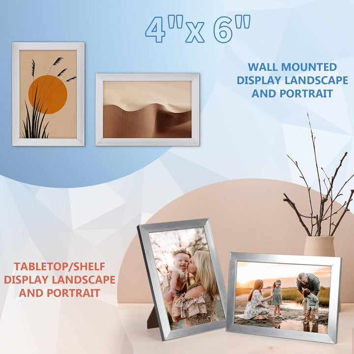 Hoikwo 18 Stück Bilderrahmen 10x15 cm, Silber Fotorahmen Collage Set für Wohnzimmer Schlafzimmer Kin