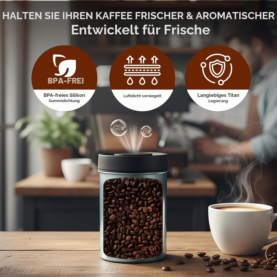 VINATO Kaffeedose Luftdicht Vakuumbehälter Kaffeebohnen Behälter Geeignet für Kaffee, Trockenlebensm