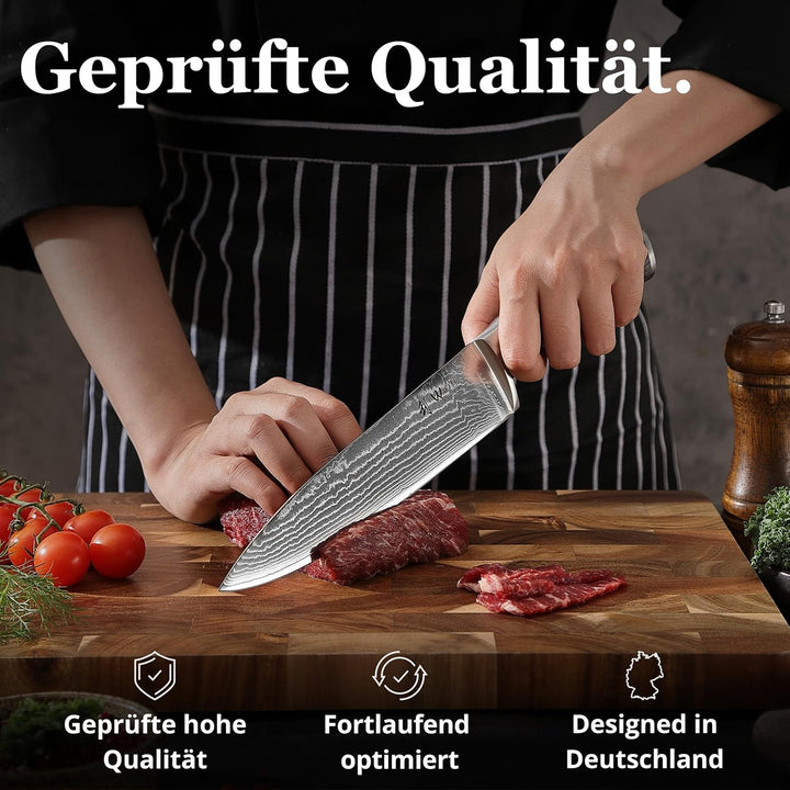 Wakoli Edis 4er Damastmesser-Set mit Klingenlängen von 8,50 bis 18 cm, extrem scharf aus 67 Lagen I