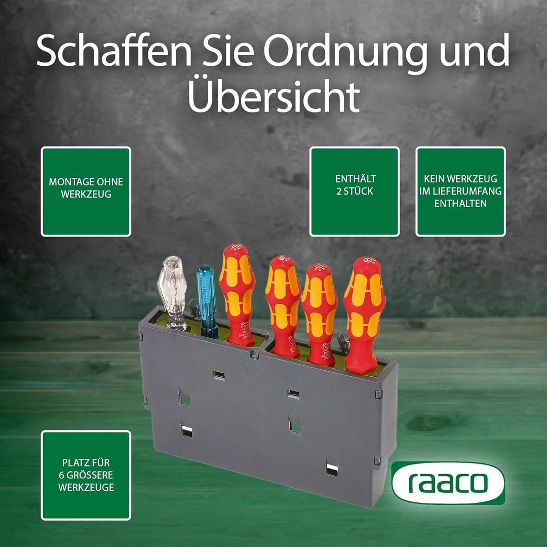 RAACO ToolFix Gross, Werkzeugkassette für Lochwand & Werkzeugwanden, 3,8 x 24,2 x 14 cm, mit Platz f