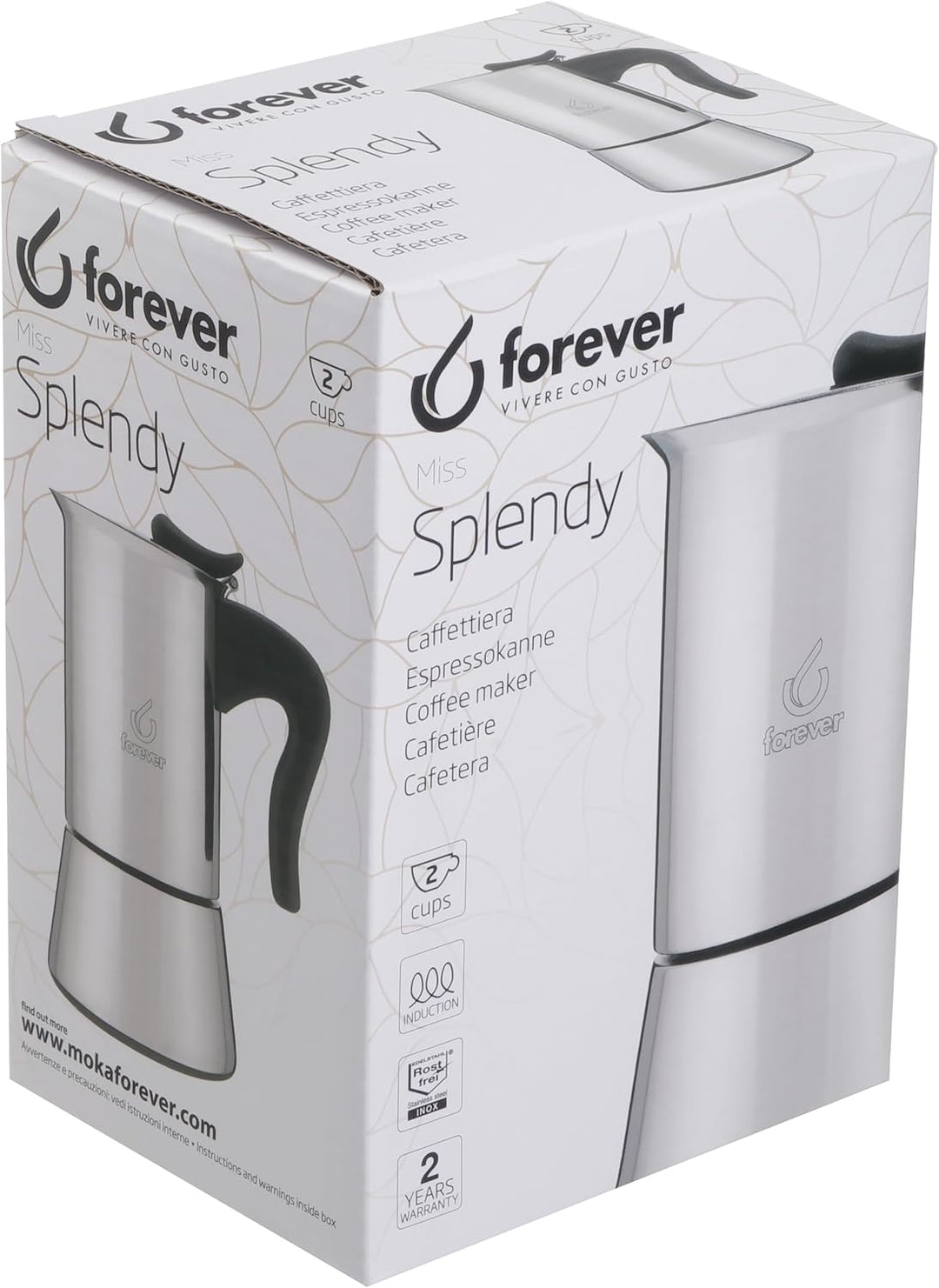 Kaufgut 121311 Miss Splendy Kaffeekanne, Edelstahl, 2 Tassen, 400 g, mehrfarbig, 2 Tassen