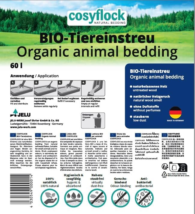 COSYPET Tiereinstreuflocken für Kaninchen, Hamster, Nager und Vögel [100% Bio + natürlich] - stark s