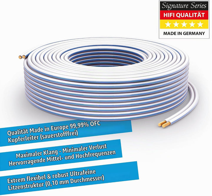 PureLink Lautsprecherkabel OFC 2 x 2,50mm² (0,10mm), 25,0m, weiss 25,0m 2 x 2,50mm² (0,10mm) weiss,