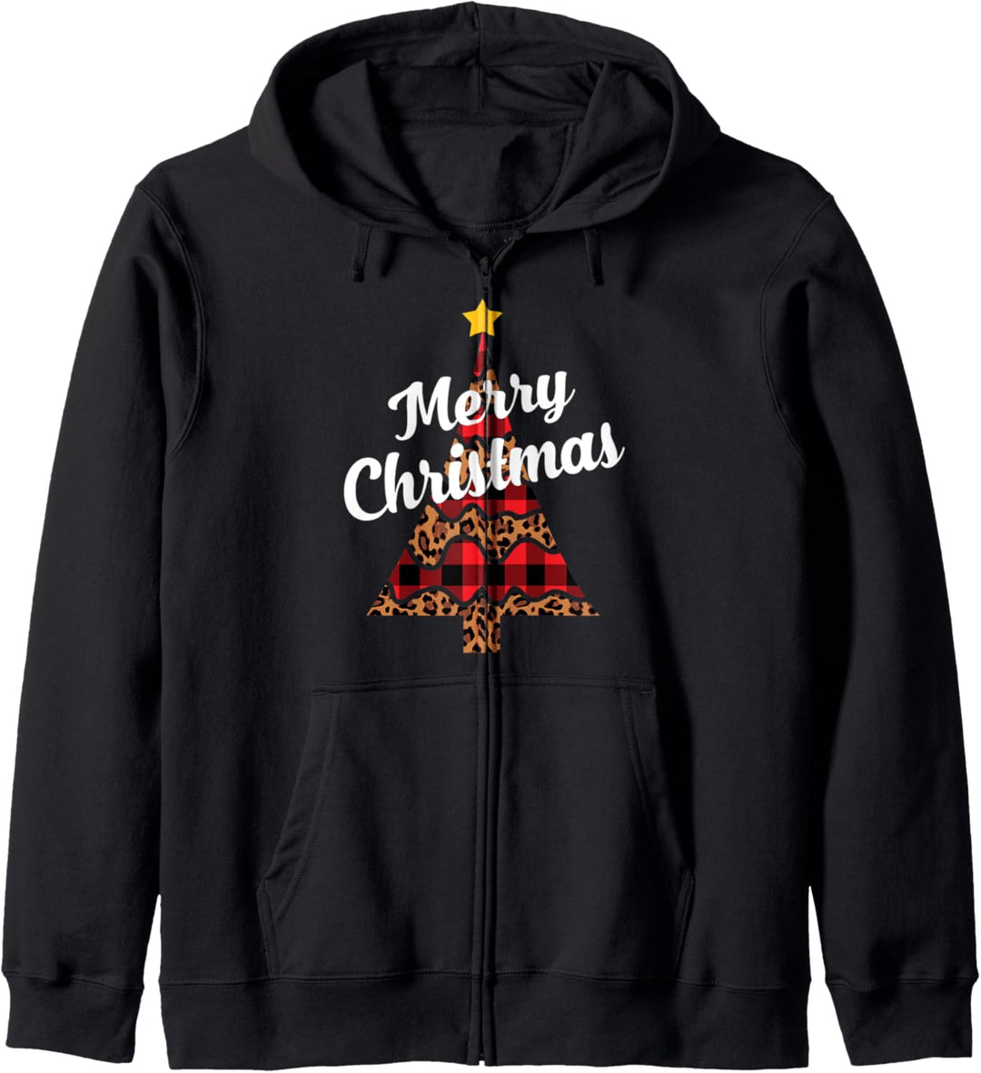 Leopard Cheetah Print & Buffalo Plaid Christmas Tree Gift Kapuzenjacke