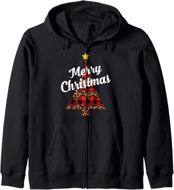 Leopard Cheetah Print & Buffalo Plaid Christmas Tree Gift Kapuzenjacke