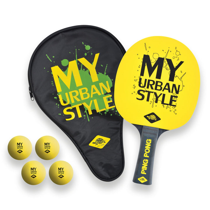 Donic-Schildkröt Tischtennis-Geschenkset My Urban Style, 1 Tischtennisschläger, 4 Tischtennisbälle,