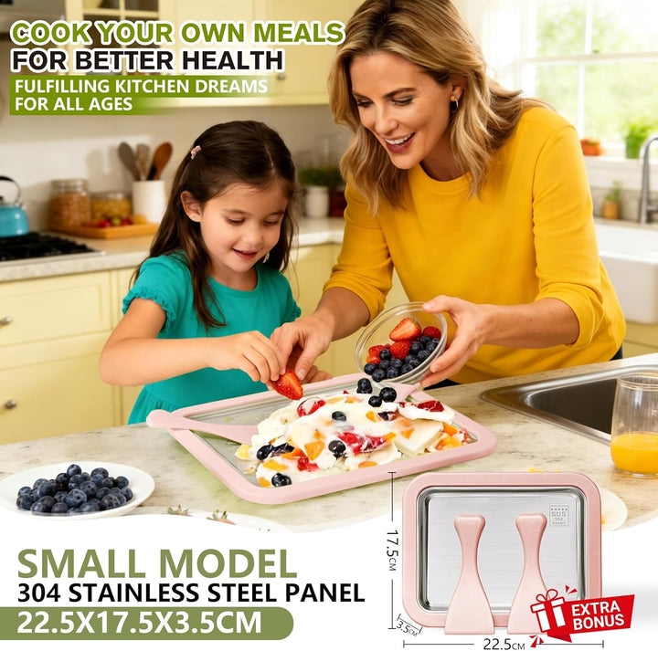 Eiscreme Roller Maker Set Mit 2 Spateln, Instant Eismaschine, Ice Cream Rolls Platte Für Erwachsene