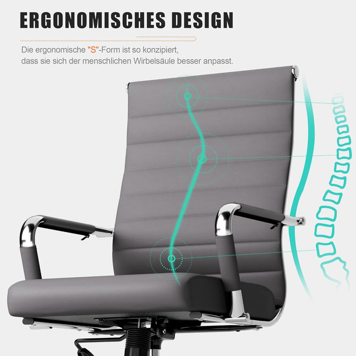 UEV Bürostuhl Ergonomisch Wippfunktion bis 150 kg belastbar Schreibtischstuhl mit Armlehne Drehstuhl