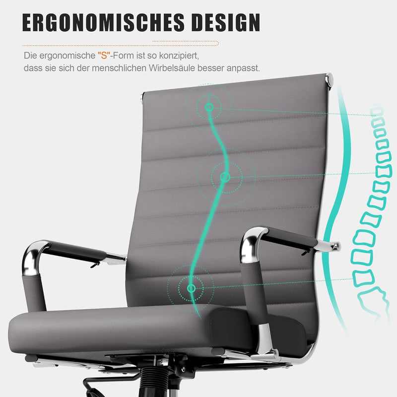UEV Bürostuhl Ergonomisch Wippfunktion bis 150 kg belastbar Schreibtischstuhl mit Armlehne Drehstuhl