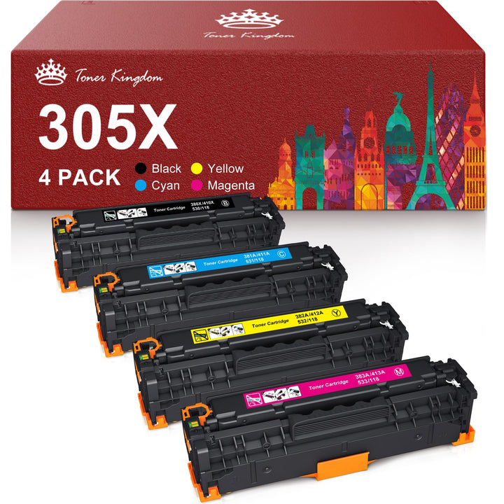 Toner Kingdom 305X Toner Wiederaufbereitet für HP 305X CE410X 305A CE411A für HP Laserjet Pro 400 Co
