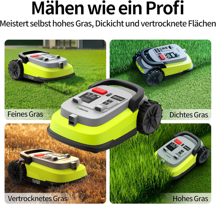 M10 Rasenmäher Roboter, Mähroboter ohne Begrenzungskabel für Rasenflächen bis 1000m², Vision+RTK Fus