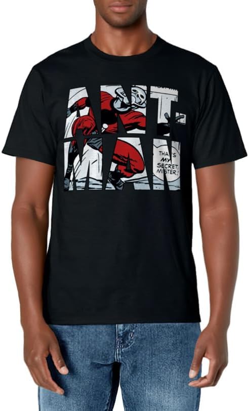 Mens Marvel Ant-Man Classic Retro Comic Strip Letter Fill T-Shirt Large Royal Blue