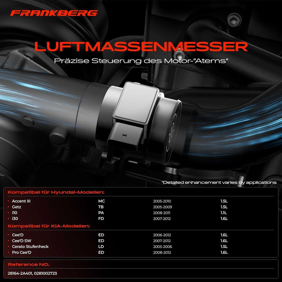 Luftmassenmesser für Accent III MC Elantra HD Getz TB i10 PA i20 PB i30 FD Matrix FC Cee'D ED Cerato