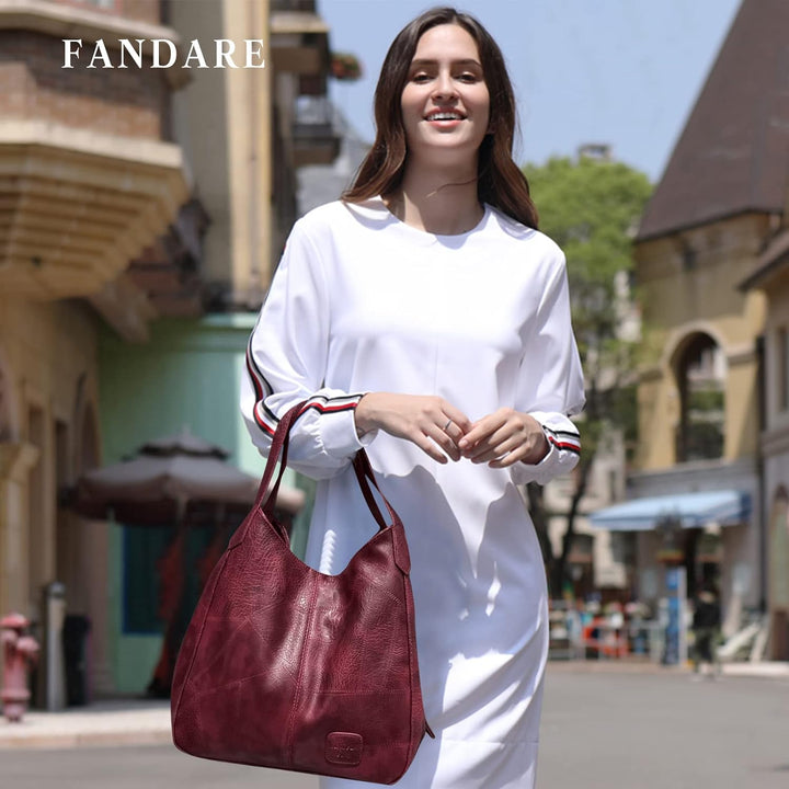 FANDARE Mode Damen-Henkeltaschen Wasserdicht Umhängetaschen Schultertaschen Handtasche PU-Leder Eime