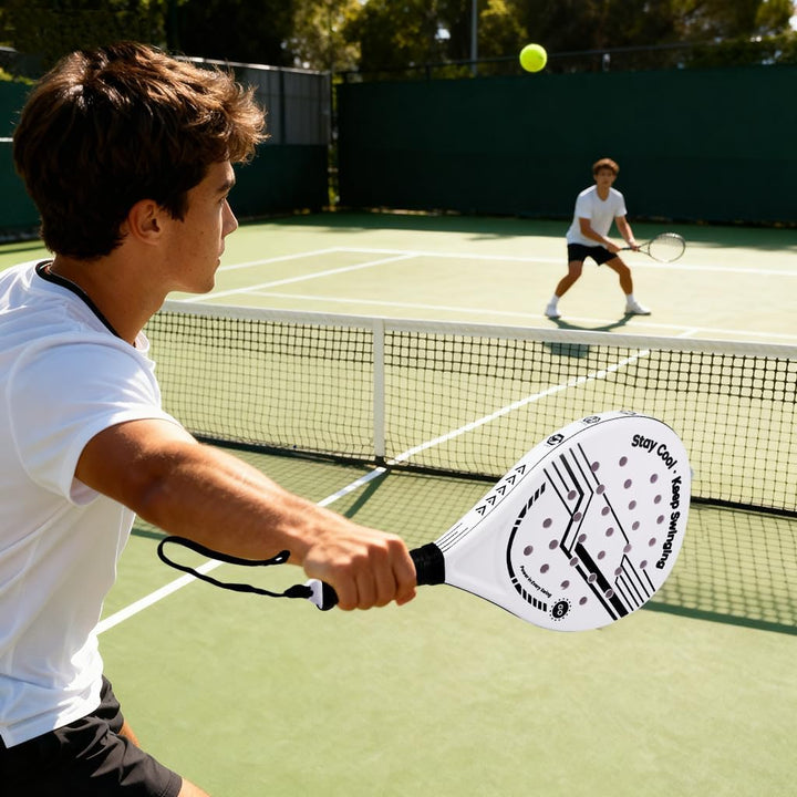 Padelracket 2er-Set mit ABS-Oberfläche und Eva-Schaumkern, für Erwachsene, inklusive Zwei Bällen und