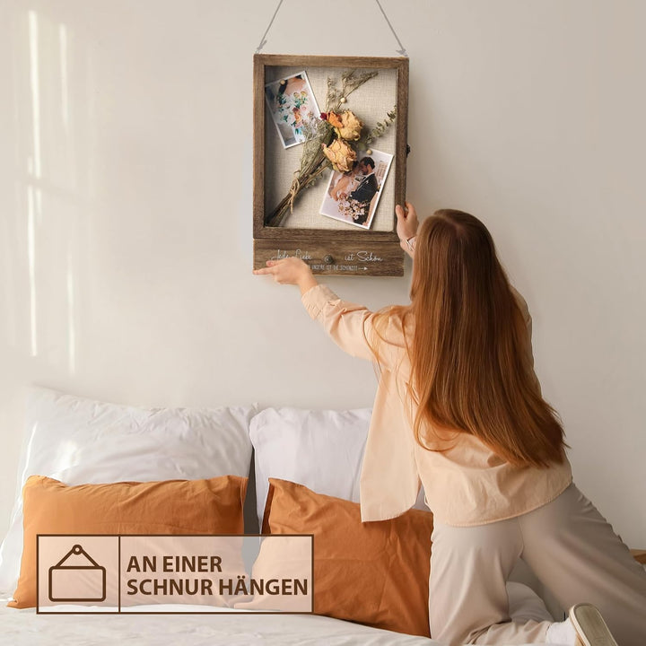 AW BRIDAL Tiefe Vitrine für Erinnerungen, Ideal als Hochzeitsdeko, Einzugsgeschenk oder Wohnaccessoi