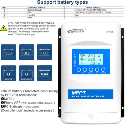 EPEVER MPPT XTRA-N XTRA4210N SolarLaderegler charge controller, Ladestrom 40A, 12/24VDC auto work, P