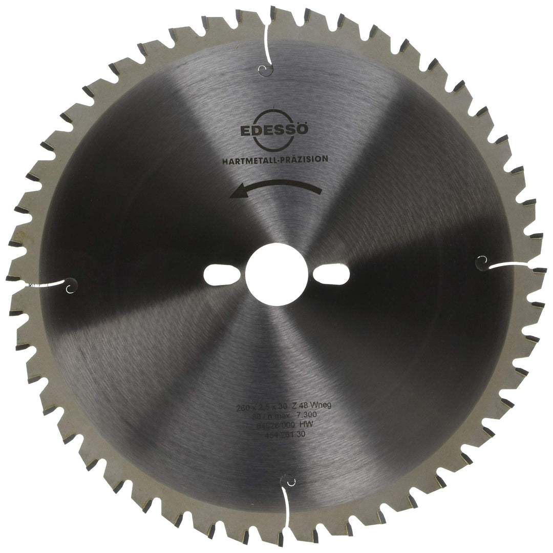 Edessö 45426130 HM-Kreissägeblatt Präzision-Spezial 2 KNL HW, Z=48 W neg, 260 x 2,5/1,8 x 30 mm, Sil
