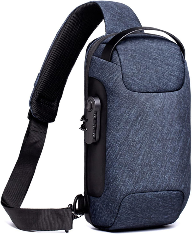 FANDARE Brusttasche Diebstahlschutz Sling Bag Herren Damen Umhängetaschen mit USB-Ladeanschluss Schu