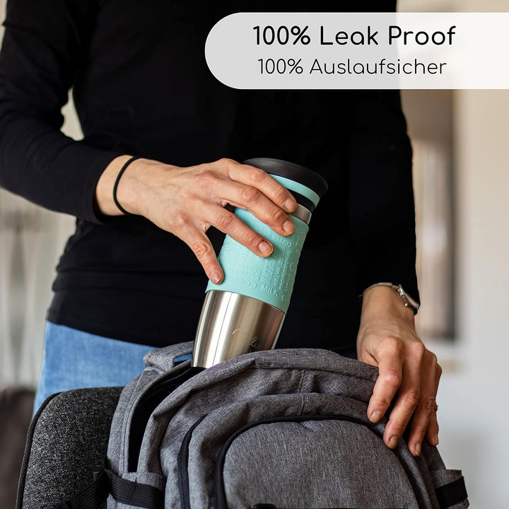 Milu Thermobecher 370ml 450ml Isolierbecher Kaffeebecher to go - 100% Auslaufsicher - Trinkbecher au