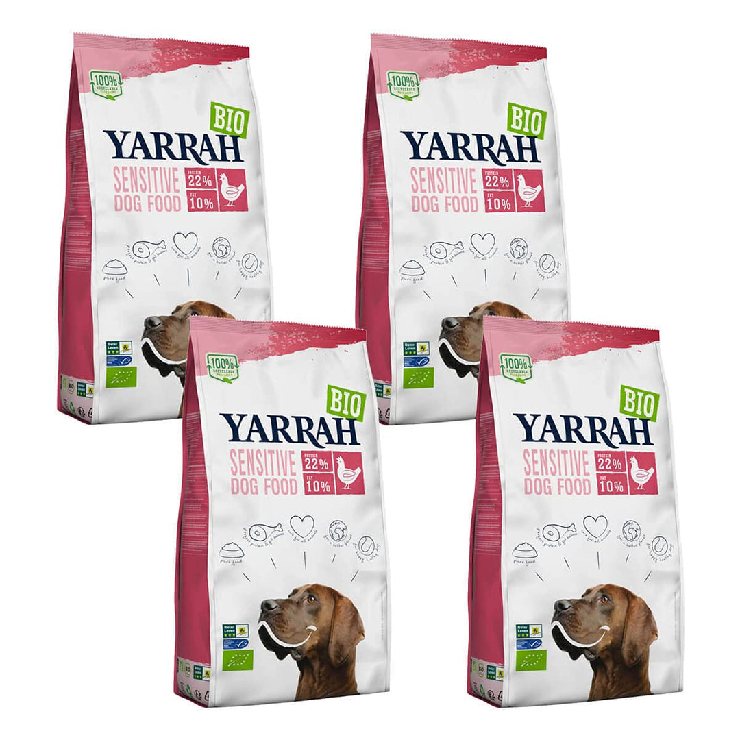 Yarrah - Trockenfutter Sensitive mit Huhn & Reis für Hunde Bio - 2 kg - 4er Pack