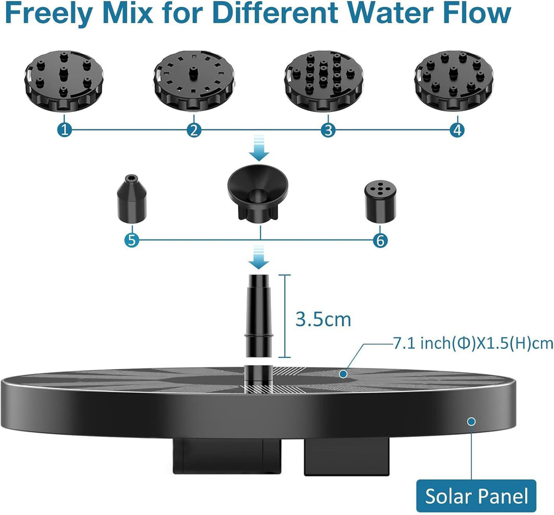 AISITIN 2PCS 3,5W Solarbrunnen für Draussen mit 4 Stützstangen und 10 Düsen | Solar Springbrunnen fü