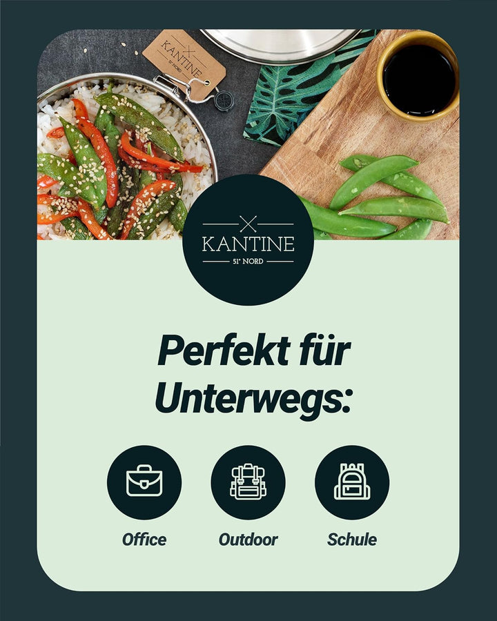 Kantine 51° Nord Lunchbox Edelstahl 1200 ml | Auslaufsichere Tiffin Box, für Erwachsene &amp; Kinder, Br