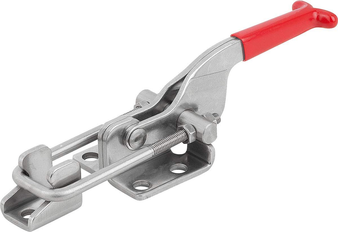 KIPP Bügelspanner horizontal mit Gegenhalter und waagrechtem Fuss - L=45mm - 1 Stück Spannweg L2: 45