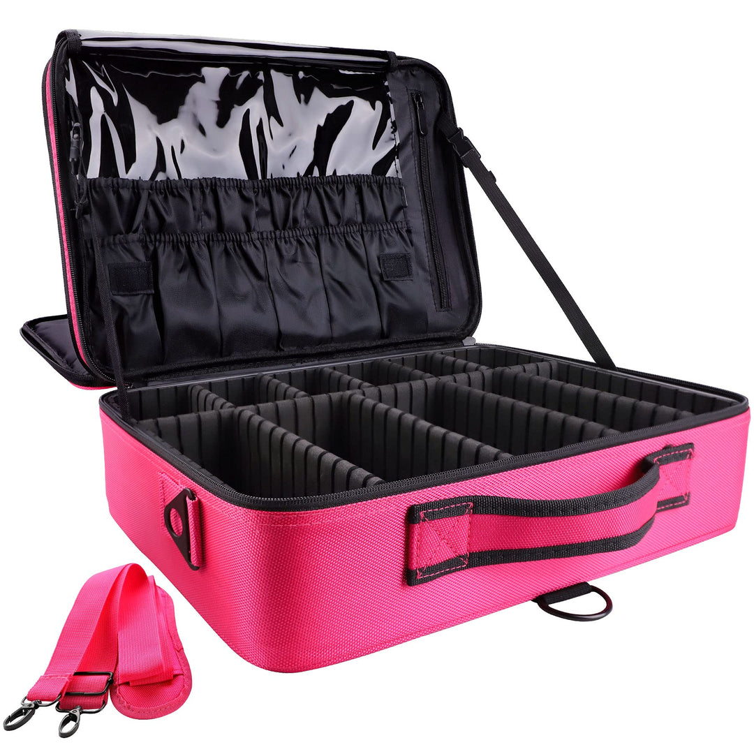 GZCZ Reise Kosmetiktasche,Make Up Koffer,Grosse Kapazität,Rosa,16,5" Rosa L, Rosa L