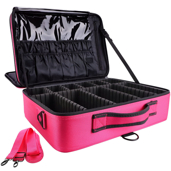 GZCZ Reise Kosmetiktasche,Make Up Koffer,Grosse Kapazität,Rosa,16,5" Rosa L, Rosa L