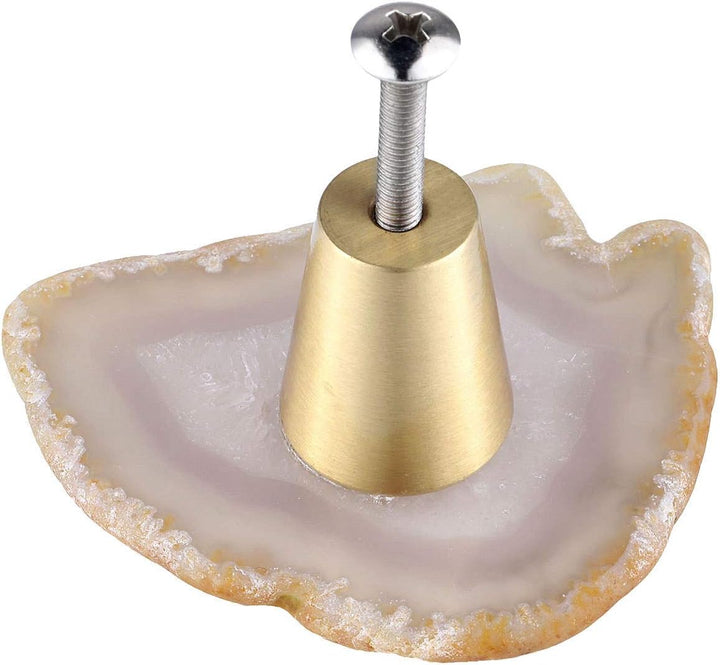 mookaitedecor Satz von 6 Schubladenknopf Natürlichen Achat Messing Dekoration Möbel Schublade Schran