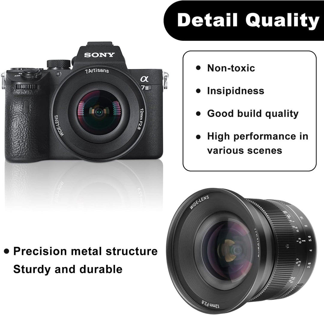 7artisans 12 mm F2.8 Mark Ⅱ Ultra-Weitwinkel APS-C Manueller Fokus Prime Objektiv kompatibel für Son