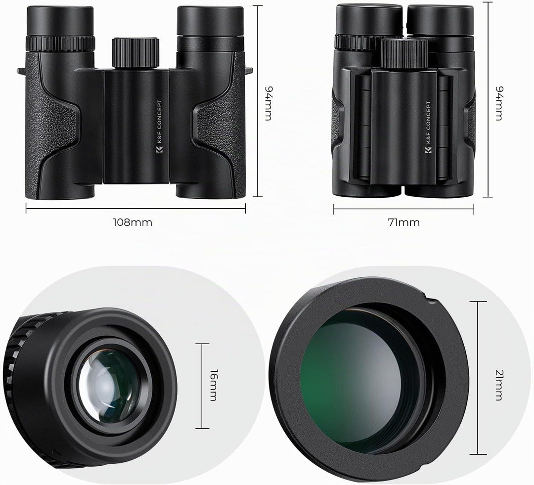 K&F Concept 8x21 Kompaktes Ferngläser für Kinder und Erwachsene, mit BAK4 Prisma, FMC Objektiv, IP65