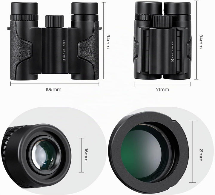 K&F Concept 8x21 Kompaktes Ferngläser für Kinder und Erwachsene, mit BAK4 Prisma, FMC Objektiv, IP65