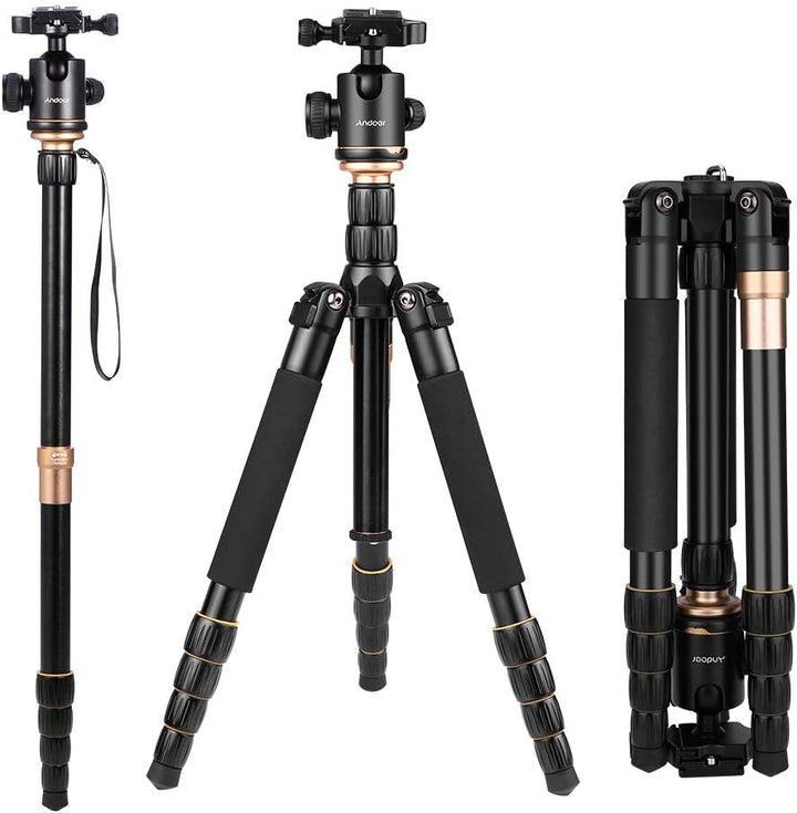 Andoer Q 666 Pro DSLR Kamera-Stativ Einbeinstativ Kugelkopf Veränderbar Tragbare Compact Reisenstati