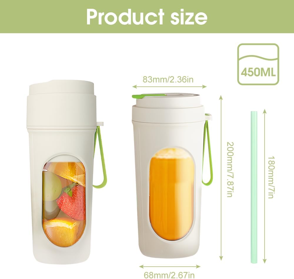 Tragbarer Mixer für Smoothie, 450ml Mixer Smoothie Maker To Go Mini Mixer to Go USB Aufladbarer Mini